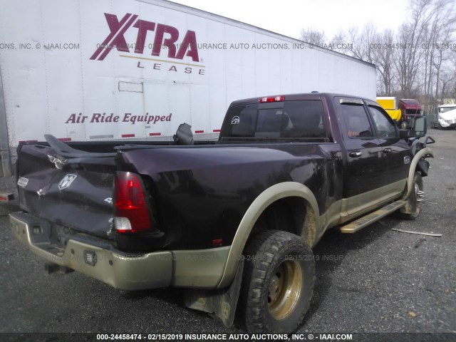 3C63DRKL8CG283204 - 2012 DODGE RAM 3500 LONGHORN BURGUNDY photo 4