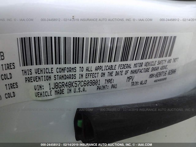 1J8GR48K57C609801 - 2007 JEEP GRAND CHEROKEE LAREDO/COLUMBIA/FREEDOM 白色 照片 9