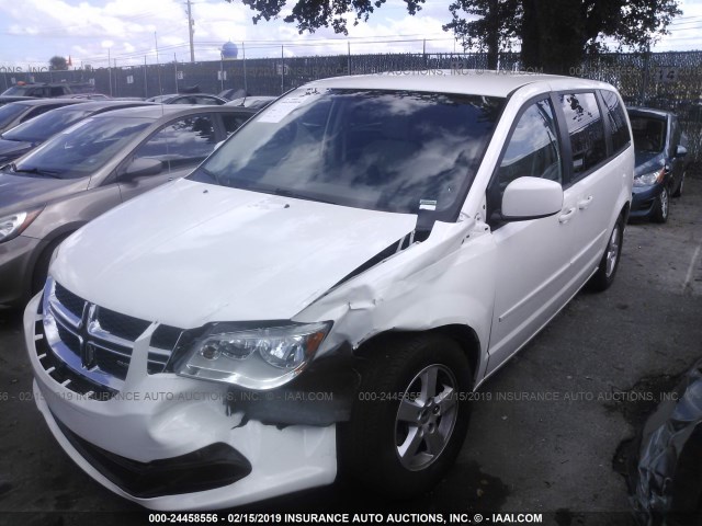 2C4RDGCG4CR205392 - 2012 DODGE GRAND CARAVAN SXT WHITE photo 2