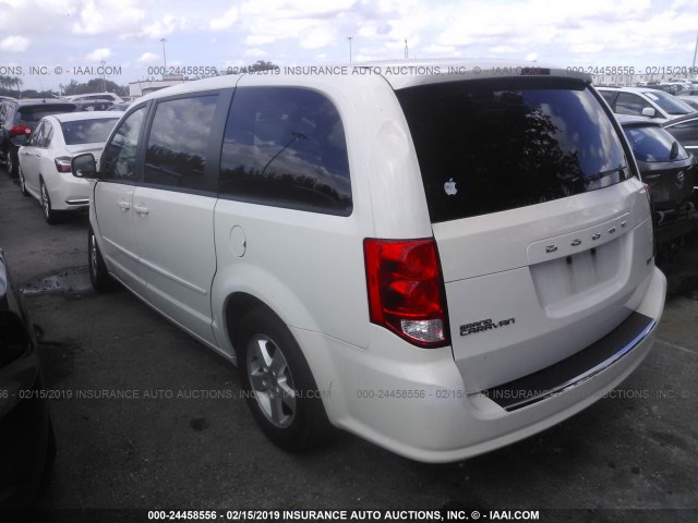 2C4RDGCG4CR205392 - 2012 DODGE GRAND CARAVAN SXT WHITE photo 3