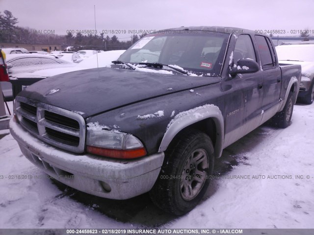 1B7HL48N82S512548 - 2002 DODGE DAKOTA QUAD SLT GRAY photo 2