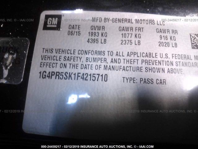 1G4PR5SK1F4215710 - 2015 BUICK VERANO CONVENIENCE Dark Blue photo 9