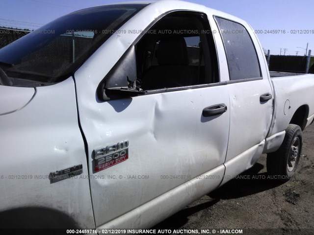 3D7KS28D18G120327 - 2008 DODGE RAM 2500 ST/SLT WHITE photo 6