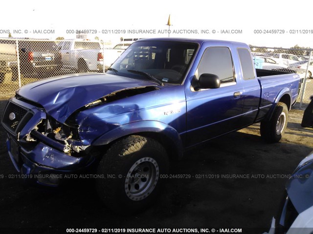 1FTYR14U04PA19043 - 2004 FORD RANGER SUPER CAB BLUE photo 2