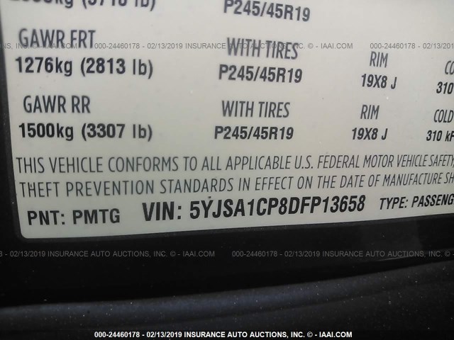 5YJSA1CP8DFP13658 - 2013 TESLA MODEL S Բաց կապույտ լուսանկար 9