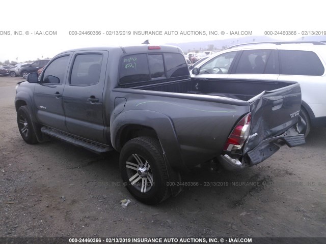 3TMJU4GN4FM183006 - 2015 TOYOTA TACOMA DOUBLE CAB PRERUNNER GRAY photo 3