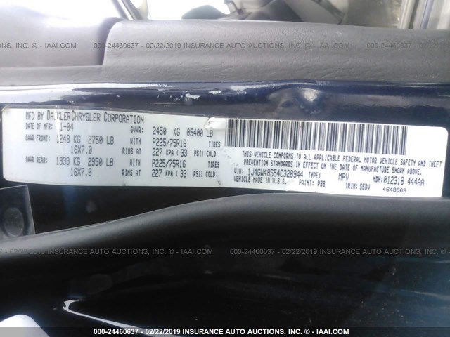 1J4GW48S54C328944 - 2004 JEEP GRAND CHEROKEE LAREDO/COLUMBIA/FREEDOM 蓝色 照片 9