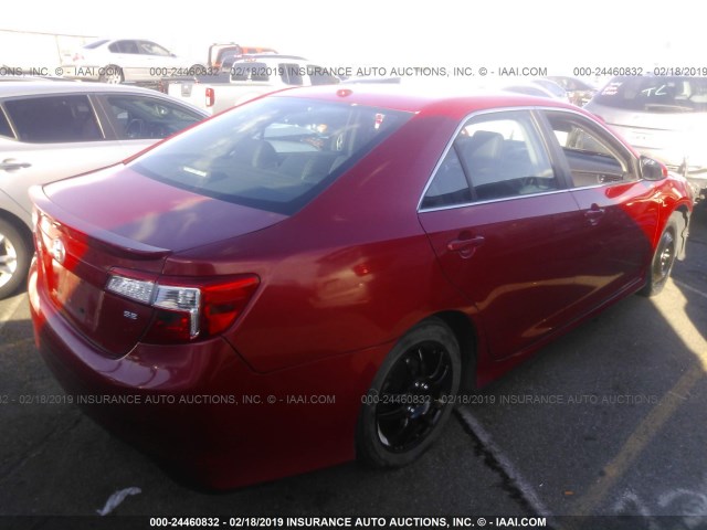 4T1BF1FK5CU550499 - 2012 TOYOTA CAMRY SE/LE/XLE 红色 照片 4