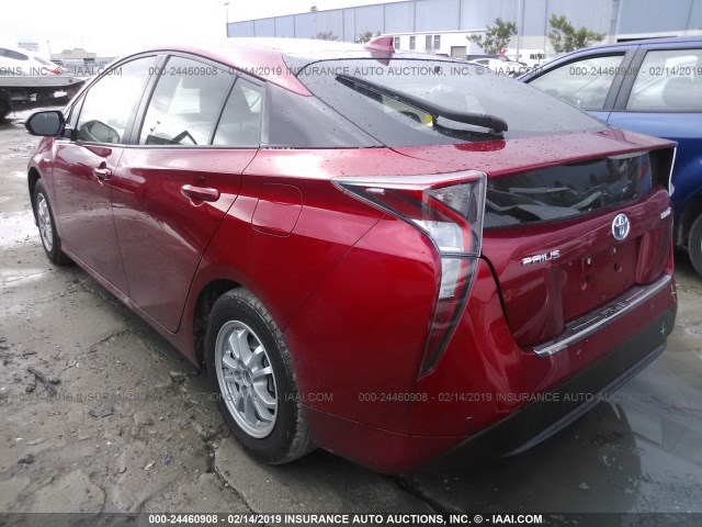 JTDKARFU8H3537407 - 2017 TOYOTA PRIUS RED photo 3