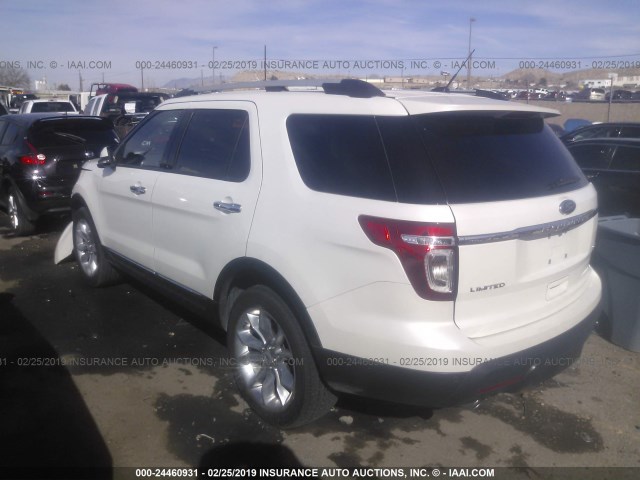 1FM5K8F85EGB36520 - 2014 FORD EXPLORER LIMITED WHITE photo 3