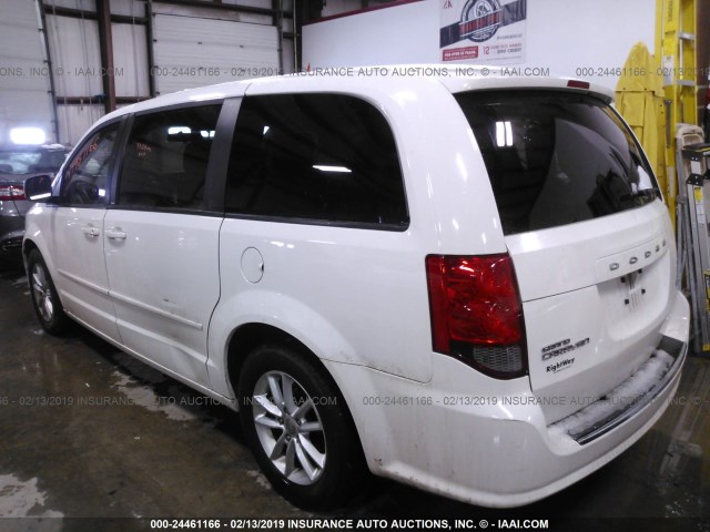 2C4RDGCG2DR687510 - 2013 DODGE GRAND CARAVAN SXT WHITE photo 3