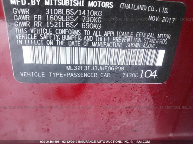 ML32F3FJ3JHF06908 - 2018 MITSUBISHI MIRAGE G4 ES Qırmızı foto 9