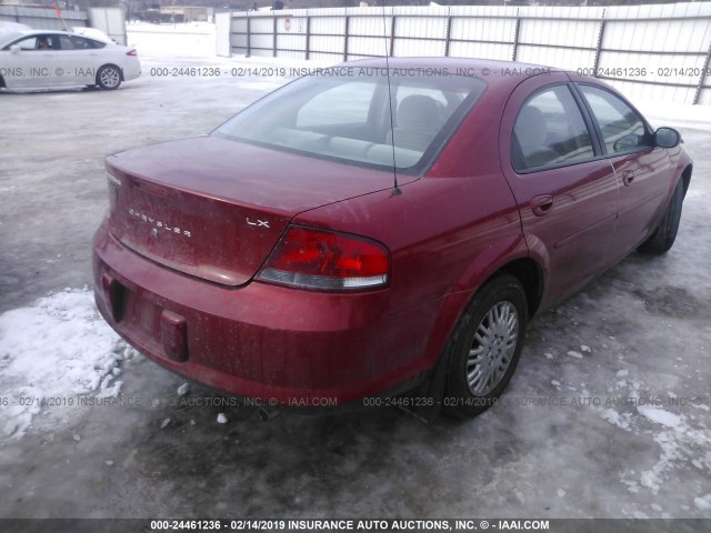 1C3EL46R12N230053 - 2002 CHRYSLER SEBRING LX RED photo 4