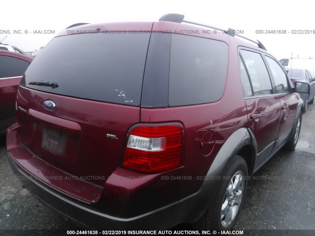 1FMDK02186GA25371 - 2006 FORD FREESTYLE SEL RED photo 4