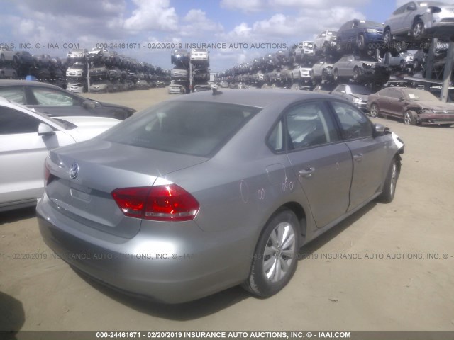 1VWAH7A37EC018741 - 2014 VOLKSWAGEN PASSAT S SILVER photo 4