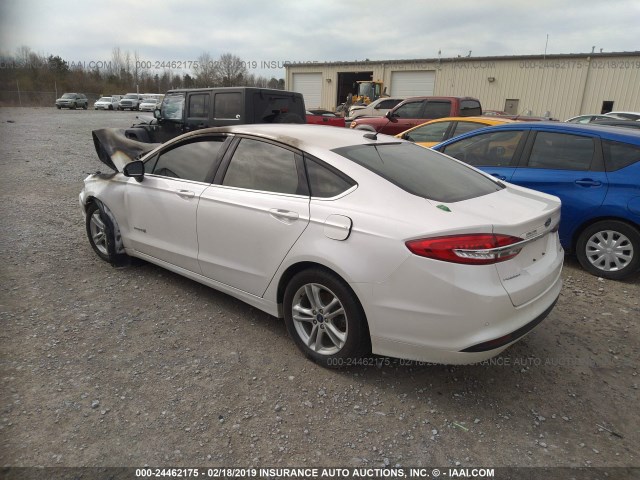 3FA6P0LU6JR251245 - 2018 FORD FUSION SE HYBRID WHITE photo 3