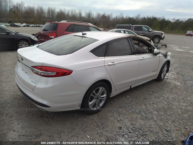 3FA6P0LU6JR251245 - 2018 FORD FUSION SE HYBRID WHITE photo 4