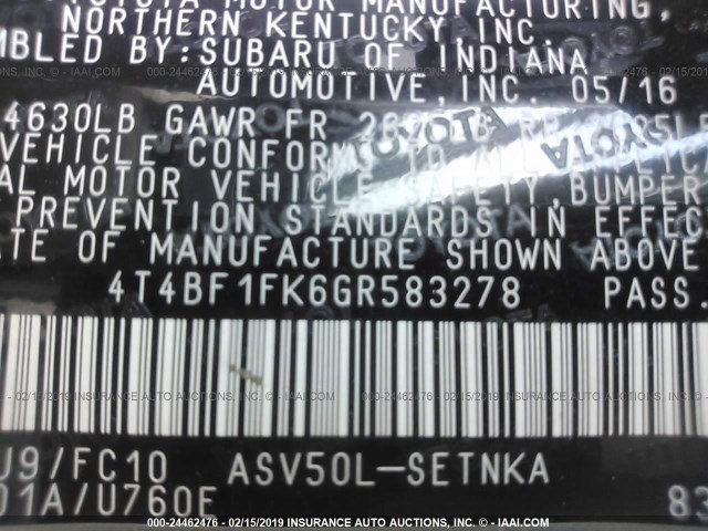 4T4BF1FK6GR583278 - 2016 TOYOTA CAMRY LE/XLE/SE/XSE SILVER photo 9