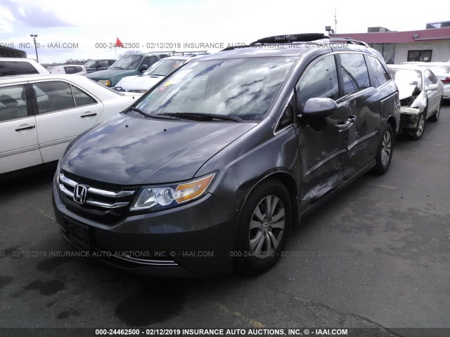 5FNRL5H63EB027898 - 2014 HONDA ODYSSEY EXL GRAY photo 2