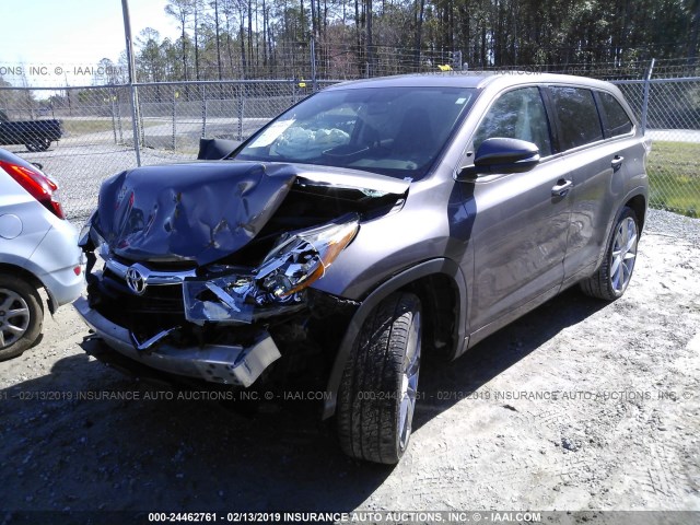 5TDZARFH9FS016225 - 2015 TOYOTA HIGHLANDER LE GRAY photo 2