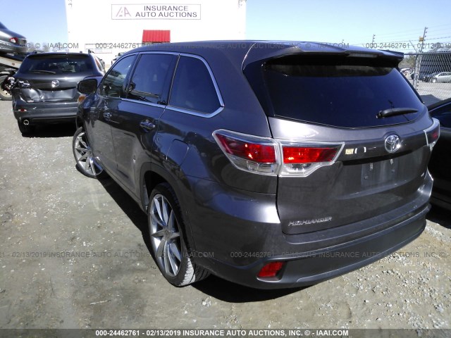 5TDZARFH9FS016225 - 2015 TOYOTA HIGHLANDER LE GRAY photo 3