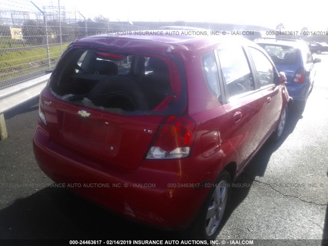 KL1TD66608B047214 - 2008 CHEVROLET AVEO LS RED photo 4