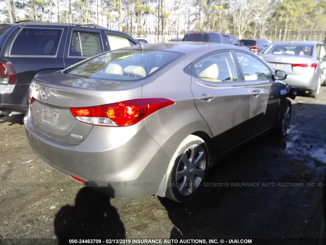 5NPDH4AE7CH101586 - 2012 HYUNDAI ELANTRA GLS/LIMITED GRAY photo 4