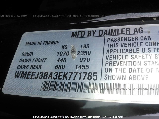 WMEEJ3BA3EK771785 - 2014 SMART FORTWO PURE/PASSION BLACK photo 9