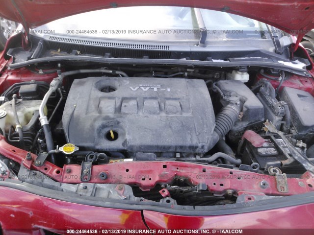 2T1BU4EE2AC494023 - 2010 TOYOTA COROLLA S/LE/XLE RED photo 10