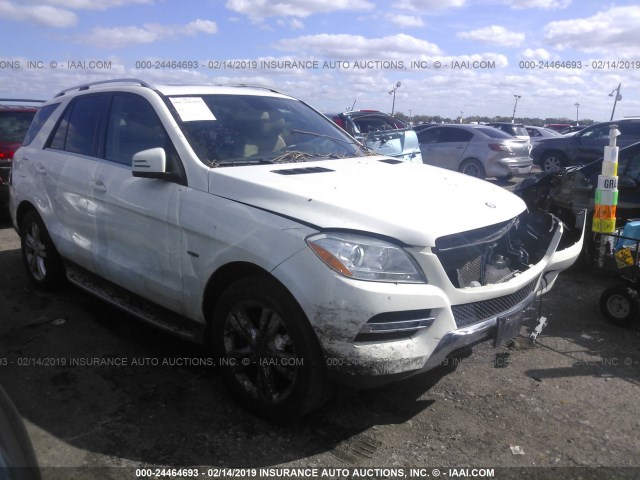4JGDA5HB6CA019793 - 2012 MERCEDES-BENZ ML 350 4MATIC WHITE photo 1