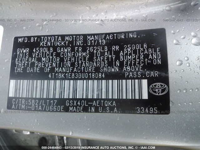 4T1BK1EB3DU018084 - 2013 TOYOTA AVALON PREMIUM/TOURING/LIMITED GOLD photo 9