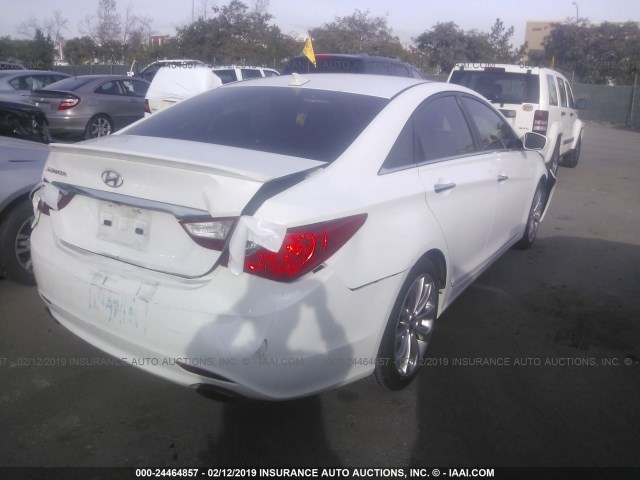 5NPEC4AC8DH666562 - 2013 HYUNDAI SONATA SE/LIMITED WHITE photo 4