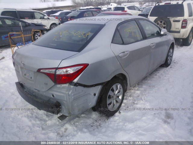 2T1BURHE9GC499690 - 2016 TOYOTA COROLLA L/LE/LE PLS/PRM/S/S PLS SILVER photo 4