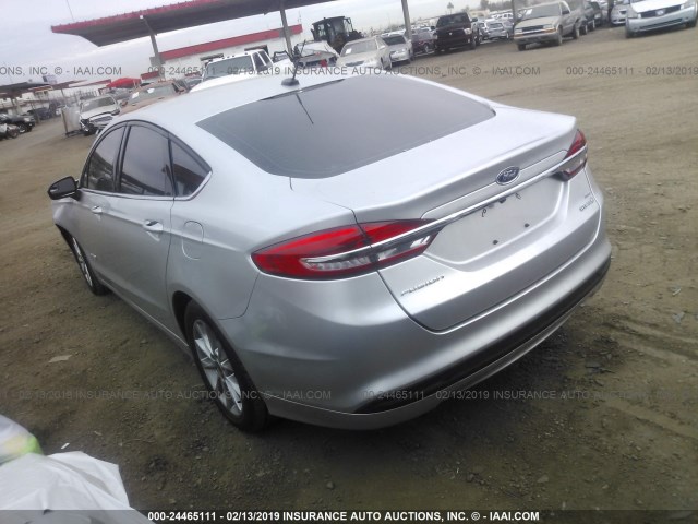 3FA6P0LU6HR314855 - 2017 FORD FUSION SE HYBRID SILVER photo 3