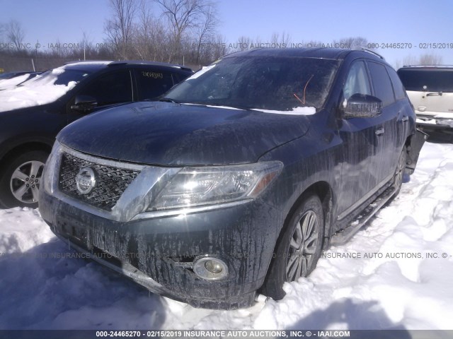 5N1AR2MM0FC691407 - 2015 NISSAN PATHFINDER S/SV/SL/PLATINUM BLUE photo 2