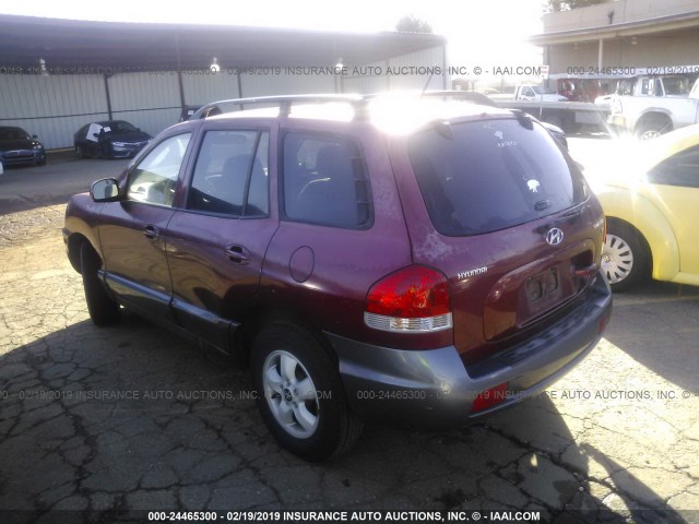 KM8SC73D75U974240 - 2005 HYUNDAI SANTA FE GLS/LX BURGUNDY photo 3