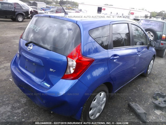 3N1CE2CP3EL371640 - 2014 NISSAN VERSA NOTE S/S PLUS/SV/SL BLUE photo 4