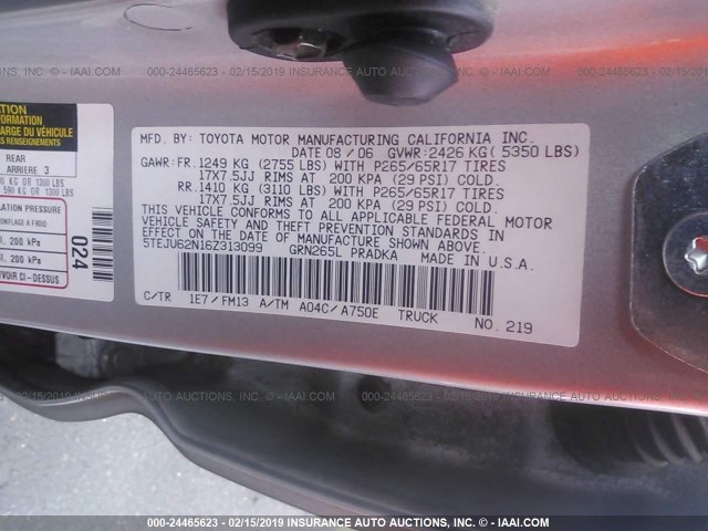 5TEJU62N16Z313099 - 2006 TOYOTA TACOMA DOUBLE CAB PRERUNNER SILVER photo 9