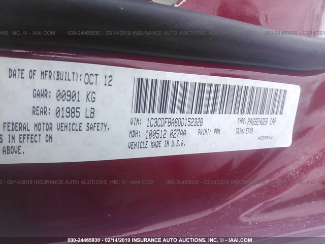 1C3CDFBA6DD152328 - 2013 DODGE DART SXT RED photo 9