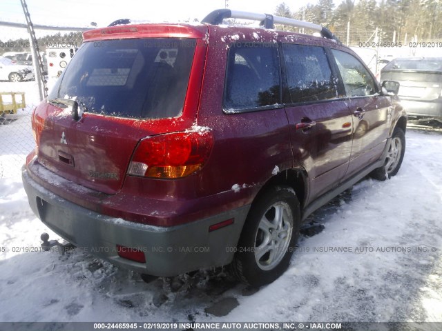 JA4LX31G03U066285 - 2003 MITSUBISHI OUTLANDER LS RED photo 4