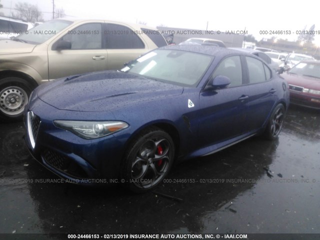 ZARFAMEV4K7599553 - 2019 ALFA ROMEO GIULIA BLUE photo 2