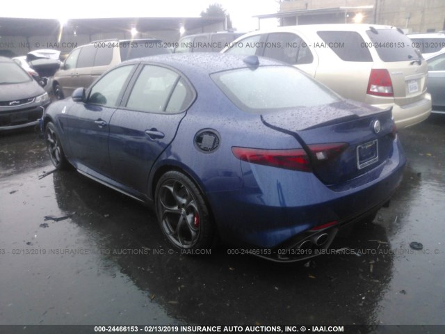 ZARFAMEV4K7599553 - 2019 ALFA ROMEO GIULIA BLUE photo 3