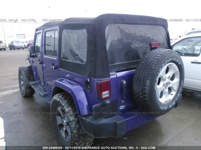 1C4BJWEG6HL672072 - 2017 JEEP WRANGLER UNLIMITE SAHARA PURPLE photo 3