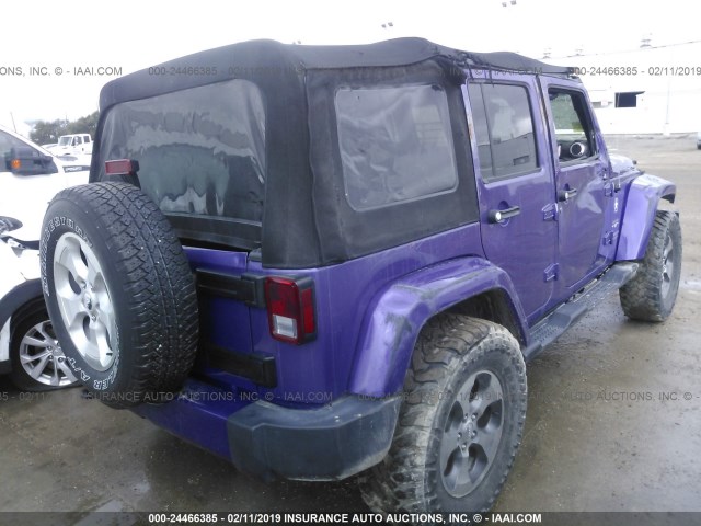 1C4BJWEG6HL672072 - 2017 JEEP WRANGLER UNLIMITE SAHARA PURPLE photo 4