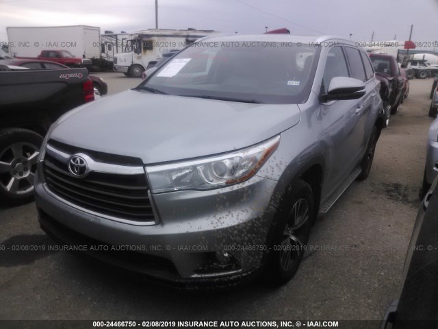 5TDKKRFH4GS146672 - 2016 TOYOTA HIGHLANDER XLE GRAY photo 2