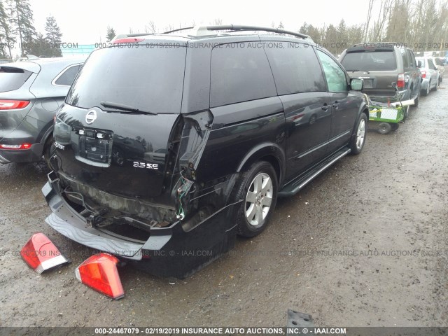 5N1BV28UX5N102621 - 2005 NISSAN QUEST S/SE/SL BLACK photo 4