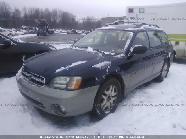 4S3BH665627662957 - 2002 SUBARU LEGACY OUTBACK BLUE photo 2