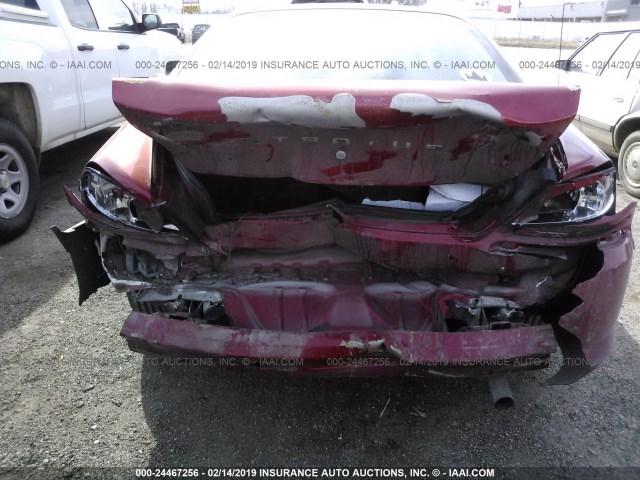 1B3EL46R06N134823 - 2006 DODGE STRATUS SXT MAROON photo 6