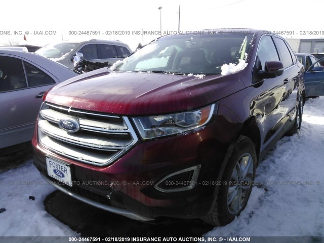 2FMPK4J87GBB84622 - 2016 FORD EDGE SEL MAROON photo 2