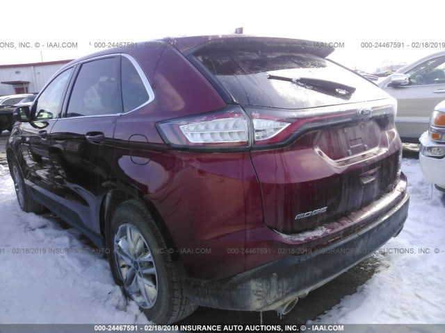 2FMPK4J87GBB84622 - 2016 FORD EDGE SEL MAROON photo 3